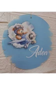 s'he design İsme Özel Şeffaf Pleksi Kapı Süsü – Erkek & Kız Bebek İçin Özel Tasarım Erkek Bebek Ayı Figür Mavi thumbnail 3