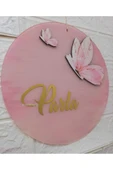 s'he design Kız Bebek İsmine Özel Hazırlanan Şeffaf Pleksi Kapı Süsü pudra pembe thumbnail 2