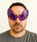 Retro Gözlük - 80 li 90 lı Yıllar Parti Gözlüğü Mor Renk 8x13 cm - 2
