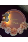 s'he design KIZ BEBEK İSMİNE ÖZE HAZIRLANAN TAVŞANLI ÇİÇEKLİ PANO - 1