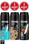 Axe Erkek Deodorant Sprey Ice Chill 150 Ml +Leather & Cookies 150 Ml + Africa 150 ml 1'er Adet thumbnail 1