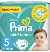 Prima Bebek Bezi Aktif Bebek Aylık Paket 5 Beden Junior 184 Adet thumbnail 2