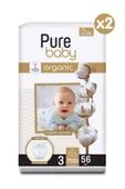 Pure Baby Organik Pamuklu Cırtlı Bez 2'li Paket 3 Numara Midi 112 Adet thumbnail 2