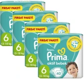 Prima Bebek Bezi 6 Beden 160 Adet (40x4 Lü) Fırsat Paket Aktif Bebek 13-18 kg thumbnail 1