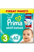Prima Bebek Bezi Aktif Bebek 3 Beden 62 X 4'lü 248'lı thumbnail 2