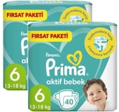 Prima Bebek Bezi 6 Beden 13-18 Kg 40 Adet 2'li Paket 80 Adet thumbnail 1
