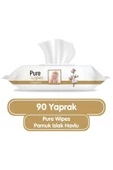 Pure Baby Islak Havlu Mendil 90 Yaprak Yenidoğan Organic Pamuklu (5 Li Set) 450 Yaprak Plstk Kapak thumbnail 3