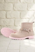 Rakerplus Chiron Hakiki Deri Pembe Fermuarlı Taşlı Kız Çocuk Bot thumbnail 1