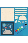 KİDEWO Ay Uzay Ahşap Boyama Etkinlik Seti + Eğitici Çocuk Aktivite + Fırça + Akrilik Boya Kreş Okul Öncesi - 1