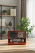 Blackbird Kahverengi Ktf-1647 Nostaljik Ahşap Görünümlü FM Radyo | USB/TF Kart MP3 El Feneri - 1
