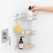 Banyo Duş Köşe Rafı Üç Katlı Krom Şampuanlık Paslanmaz Metal Duvar Tipi Düzenleyici Organizer thumbnail 6