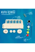 KİDEWO Otobüs Ahşap Boyama Etkinlik Seti + Eğitici Çocuk Aktivite + Keçeli Kalem Kreş Okul Öncesi - 3
