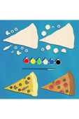 KİDEWO Pizza Ahşap Boyama Etkinlik Seti + Eğitici Çocuk Aktivite Keçeli Kalem Kreş Okul Öncesi - 1