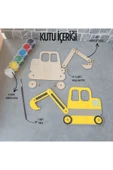 KİDEWO Ahşap Ekskavatör Boyama ve Oyun Seti – Kendin Yap Akrilik Boya ile Çocuk Etkinlik Kiti - 5