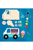 KİDEWO Ahşap Dondurma Kamyonu Boyama ve Oyun Seti – Kendin Yap Akrilik Boya ile Çocuk Etkinlik Kiti thumbnail 1