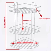 Banyo Duş Köşe Rafı Üç Katlı Krom Şampuanlık Paslanmaz Metal Duvar Tipi Düzenleyici Organizer thumbnail 4