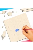 KİDEWO Dünya Uzay Ahşap Boyama Etkinlik Seti Eğitici Çocuk Aktivite Keçeli Kalem Kreş Okul Öncesi - 6