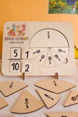 KİDEWO Kesir Daireleri Matematik Tahtası | Montessori Eğitici Oyuncak | Huş Ahşap İlkokul Yaz Tatili - 4