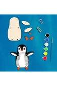 KİDEWO Penguen Ahşap Boyama Etkinlik Seti + Eğitici Çocuk Aktivite + Fırça + Akrilik Boya Kreş Okul Öncesi - 1