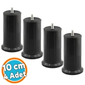 4 Adet Mobilya Baza Tv Ünitesi Yükseltme Ayağı Destek Ayağı 10 cm Siyah Plastik thumbnail 1