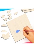 KİDEWO Ördek Ailesi Ahşap Boyama Etkinlik Seti Eğitici Çocuk Aktivite Fırça + Akrilik Boya Kreş Okul Öncesi - 5
