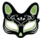 Siyah Renk Süet Kaplama Üzeri Gümüş Yeşil Simli Kedi Maskesi 17x14 cm thumbnail 3
