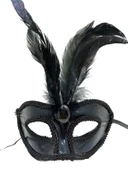 Siyah Renk Rugan Kaplama Siyah Tüylü Parti Maskesi 18x20 cm thumbnail 2