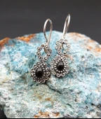 925 Ayar Gümüş Oltu Taşı Kadın Küpe skü00017 thumbnail 1