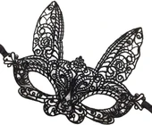 Siyah Renk Dantel Kesim Dantel İşlemeli B Parti Maskesi 7 No thumbnail 3