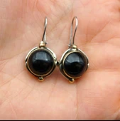 925 Ayar Gümüş Kadın Oltu Taşı Küpe skü00015 thumbnail 4