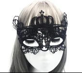 Siyah Renk Dantel Kesim Dantel İşlemeli B Parti Maskesi 9 No thumbnail 1