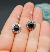 925 Ayar Gümüş Oltu Taşı Kadın Küpe skü00018 thumbnail 1