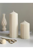 LALEZEN HOME Dekoratif Beyaz Sütun Mum Seti - 1
