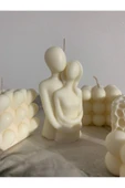 LALEZEN HOME Sarılan Sevgili Çift  - Kalpli Bubble Kokulu Mum - 3