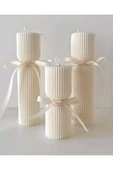 LALEZEN HOME Beyaz kurdele blok mum Seti 3 lü - 1