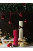 LALEZEN HOME Dekoratif Kırmızı- Beyaz Blok Mum Seti - 1