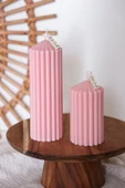 LALEZEN HOME Dekoratif Pembe Sütun Mum Seti - 1