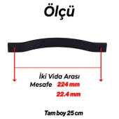 Akasya 224 mm Siyah Çizgili Metal Kulp Mobilya Çekmece Dolap Kapak Kulpu Paslanmaz Kulpları thumbnail 2