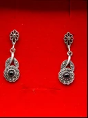 925 Ayar Gümüş Oltu Taşı Kadın Küpe skü00023 thumbnail 1