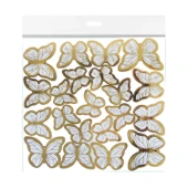 Varaklı Kelebek Dekoratif Süs (63 Adet)  Beyaz thumbnail 1
