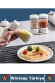 Premium Dayanıklı Toz-Taneli Kullanım Şeffaf Gövde Basmalı Baharatlık Tuzluk Seti 380 ML X 4'lü SET thumbnail 5