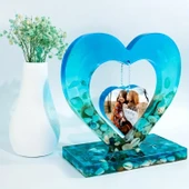 Epoksi Sevgililer Günü Fotoğraf Çerçevesi Kalp Dekoratif Resimlik Kalıbı thumbnail 2
