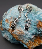 925 Ayar Gümüş Oltu Taşı Kadın Küpe skü00020 thumbnail 1