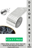 Kolay Kesilebilen Esnek Kendinden Yapışkanlı Gümüş Renk Süsleme Dekorasyon Bantı 4 CmX1 Mtre 5 Adet thumbnail 1