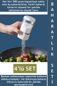 Premium Dayanıklı Toz-Taneli Kullanım Şeffaf Gövde Basmalı Baharatlık Tuzluk Seti 380 ML X 4'lü SET thumbnail 1