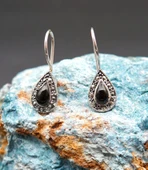 925 Ayar Gümüş Oltu Taşı Kadın Küpe skü00024 thumbnail 2