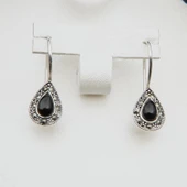 925 Ayar Gümüş Oltu Taşı Kadın Küpe skü00024 thumbnail 4