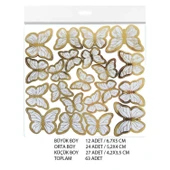 Varaklı Kelebek Dekoratif Süs (63 Adet)  Beyaz thumbnail 2