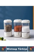 Premium Dayanıklı Toz-Taneli Kullanım Şeffaf Gövde Basmalı Baharatlık Tuzluk Seti 380 ML X 4'lü SET thumbnail 7