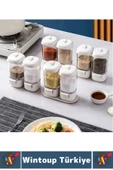 Premium Dayanıklı Toz-Taneli Kullanım Şeffaf Gövde Basmalı Baharatlık Tuzluk Seti 380 ML X 4'lü SET thumbnail 6